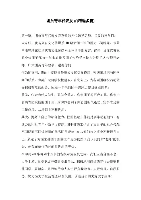 团员青年代表发言(精选多篇)