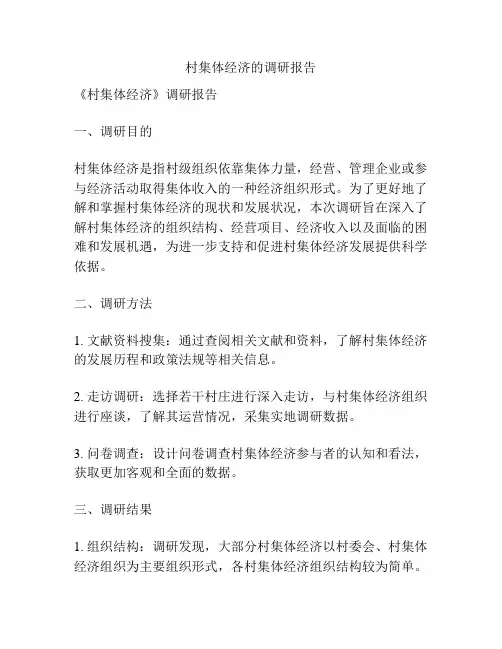 村集体经济的调研报告
