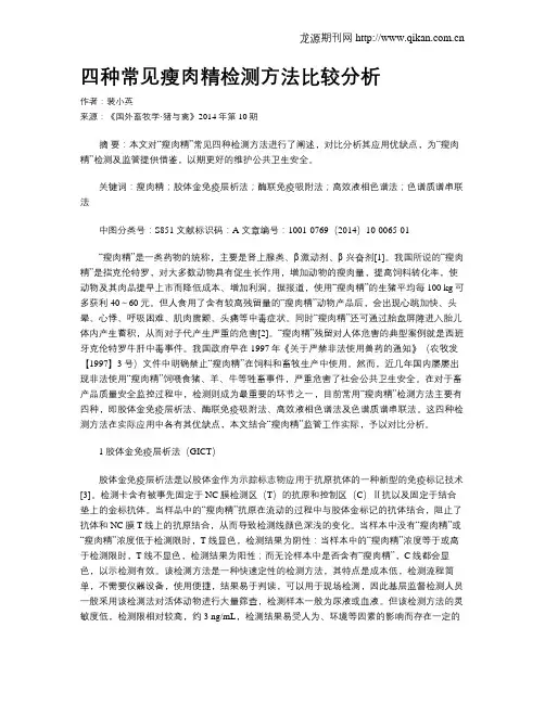 四种常见瘦肉精检测方法比较分析