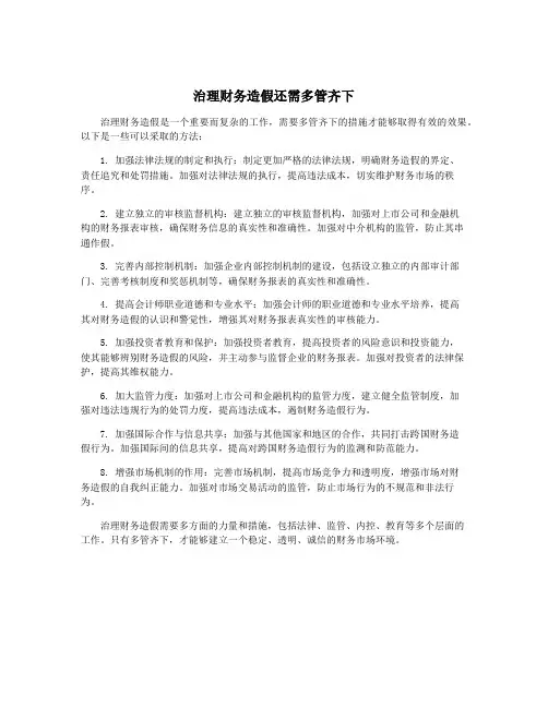 治理财务造假还需多管齐下