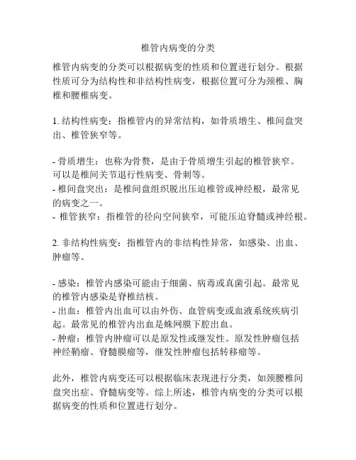 椎管内病变的分类