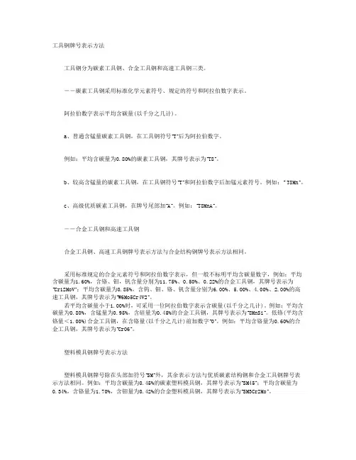 工具钢牌号表示方法