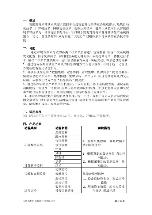 智能变电站辅助系统综合监控平台【精选文档】