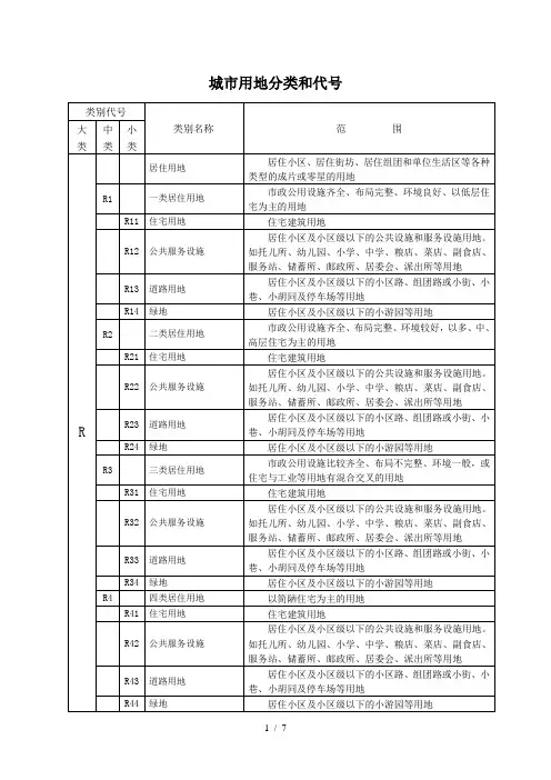 城市用地分类与规划建设用地标准