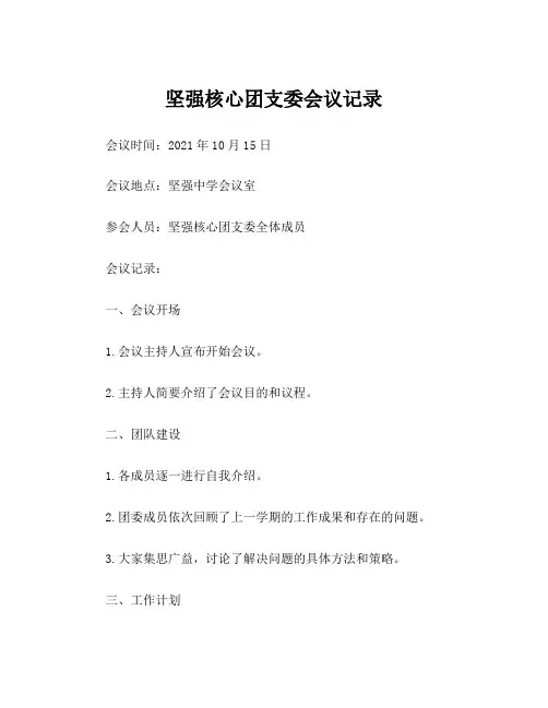 坚强核心团支委会议记录
