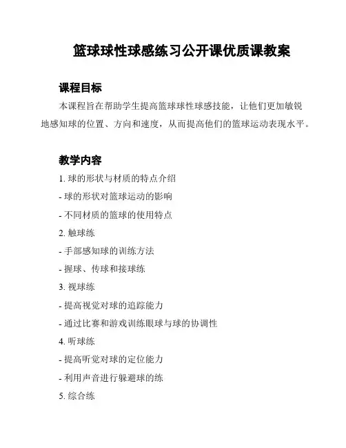 篮球球性球感练习公开课优质课教案