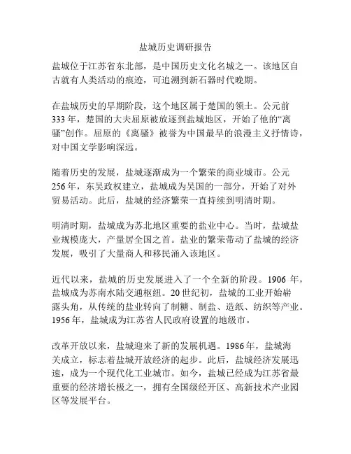 盐城历史调研报告