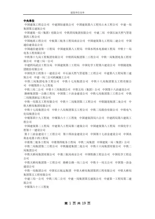 建筑单位名单