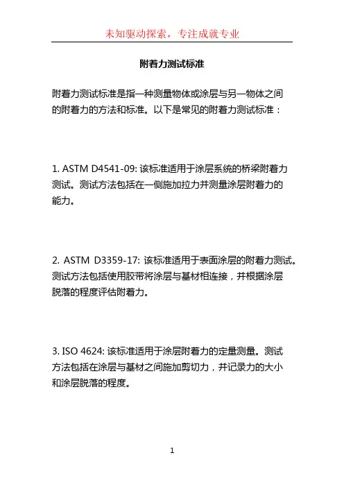 附着力测试标准