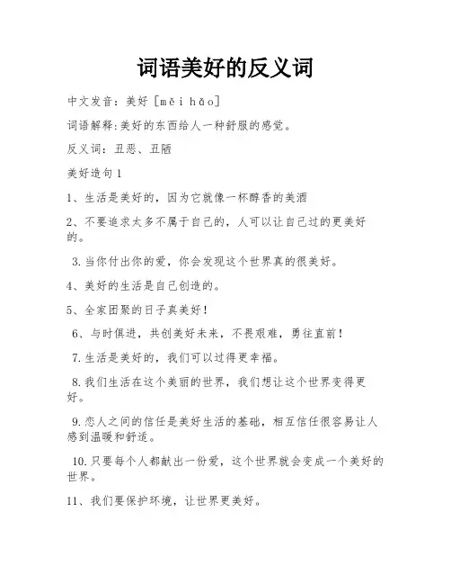 词语美好的反义词