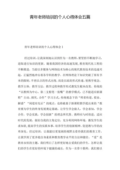 青年老师培训的个人心得体会五篇