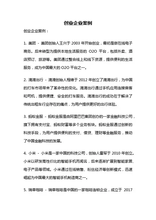 创业企业案例