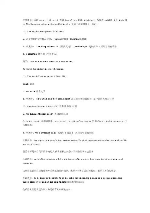 (精品)英美文学复习资料(全)