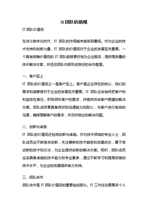 it团队价值观