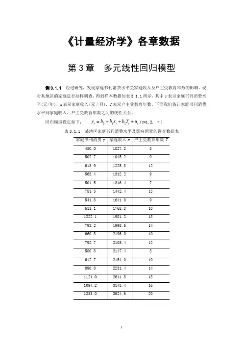 《计量经济学》第3章数据