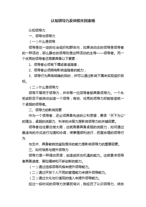 认知领导力及其相关因素杨