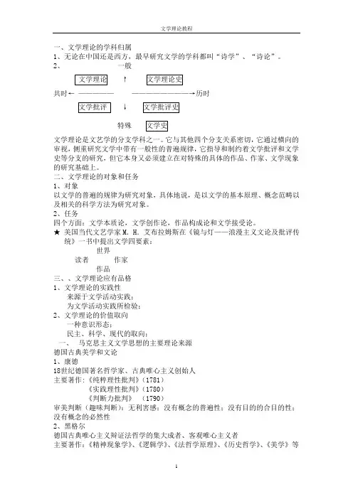 童庆炳《文学理论教程》完整笔记