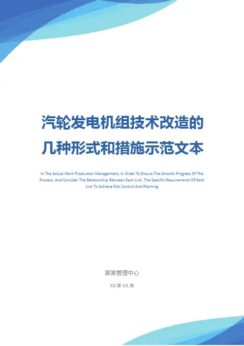 汽轮发电机组技术改造的几种形式和措施示范文本