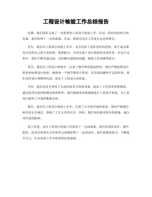工程设计检验工作总结报告