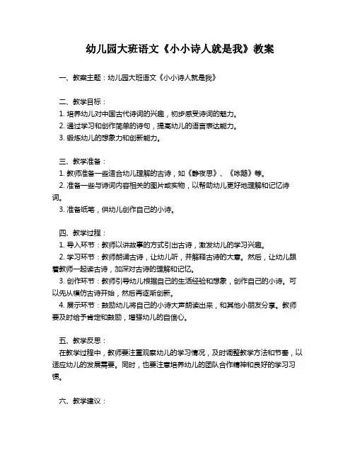 幼儿园大班语文《小小诗人就是我》教案