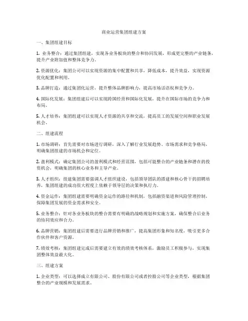商业运营集团组建方案