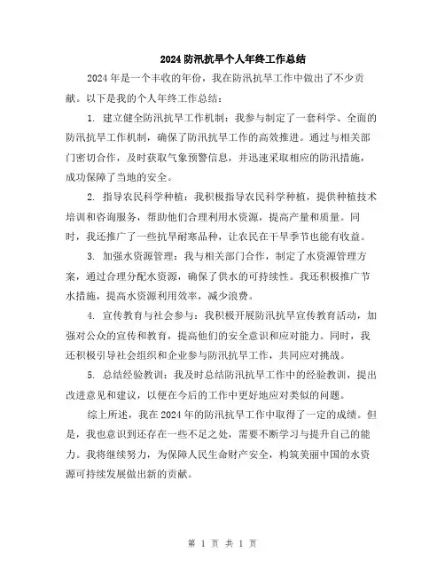 2024防汛抗旱个人年终工作总结