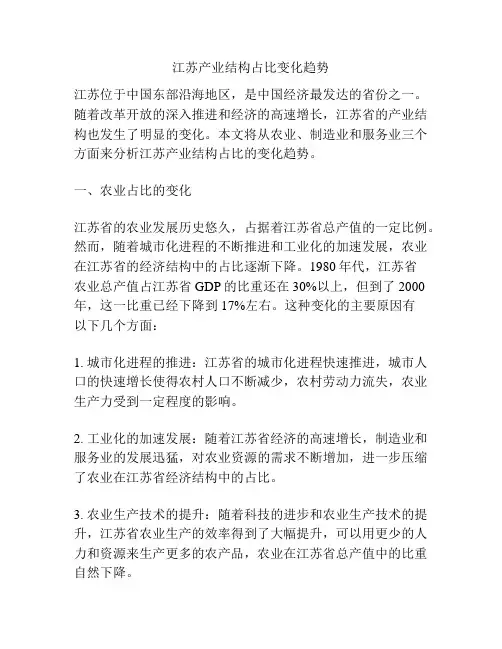 江苏产业结构占比变化趋势