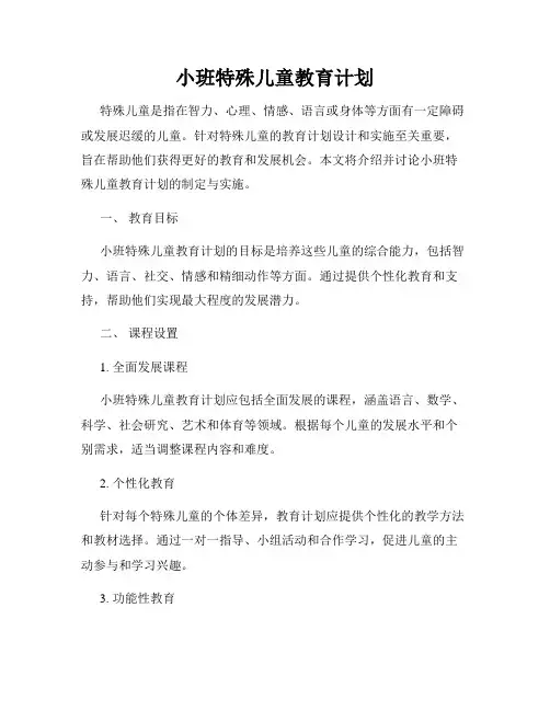 小班特殊儿童教育计划