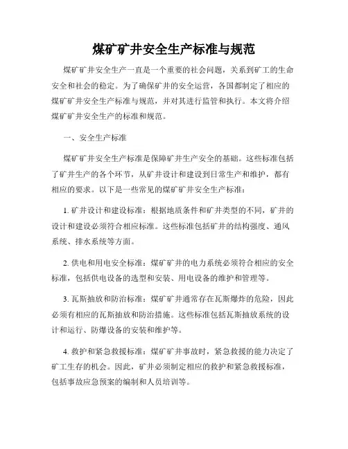 煤矿矿井安全生产标准与规范