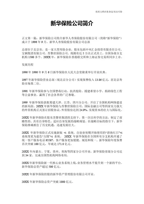 新华保险公司简介