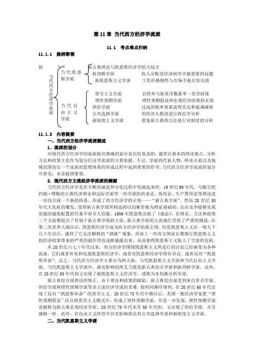 当代西方经济学流派考点归纳总结