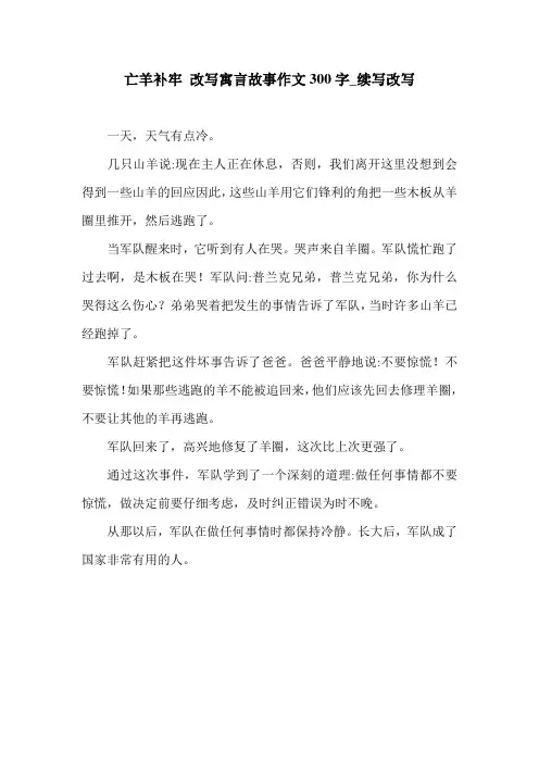 亡羊补牢 改写寓言故事作文300字_续写改写.doc