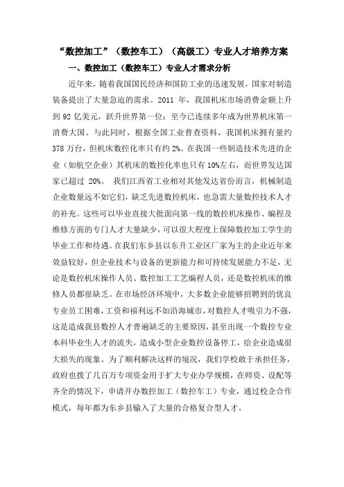 数控加工(数控车工)专业人才培养方案