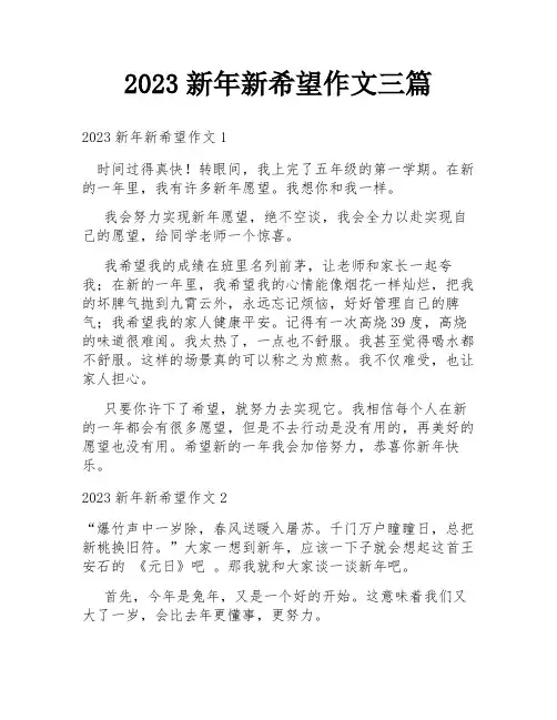 2023新年新希望作文三篇