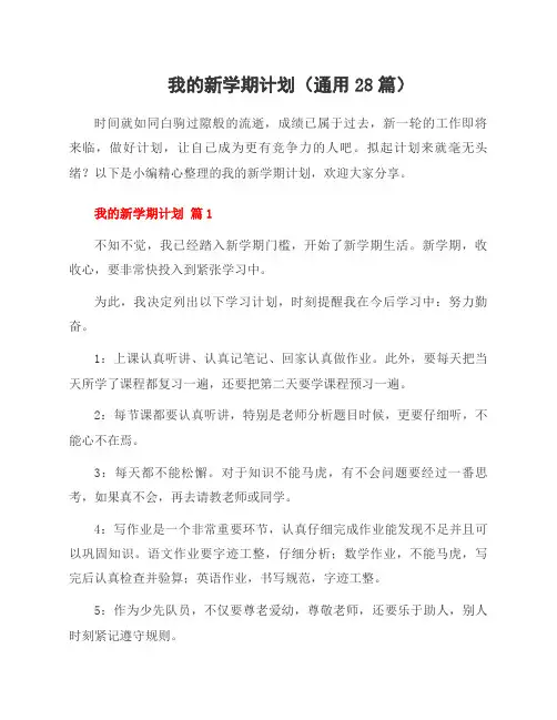 我的新学期计划(28篇)