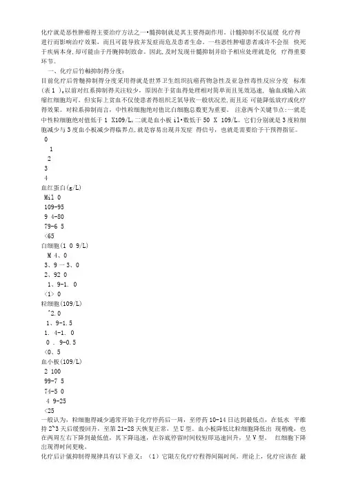 化疗不良反应分度