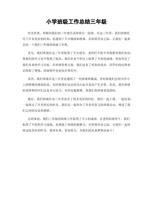 小学班级工作总结三年级