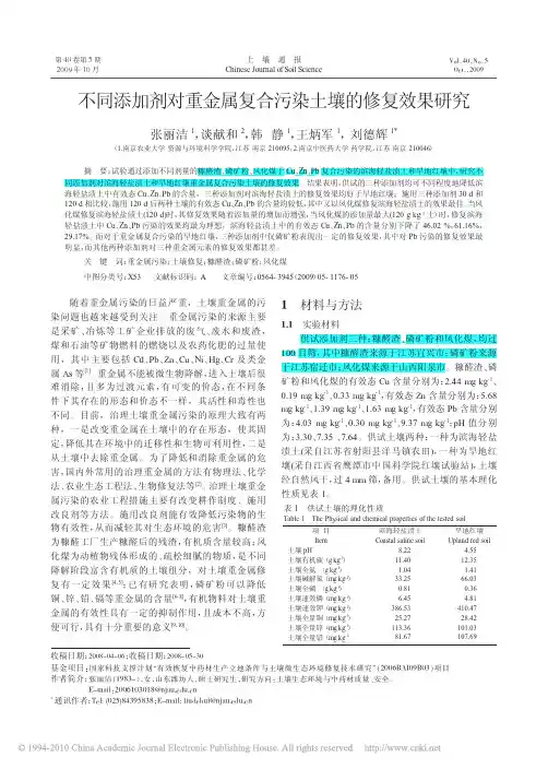 不同添加剂对重金属复合污染土壤的修复效果研究