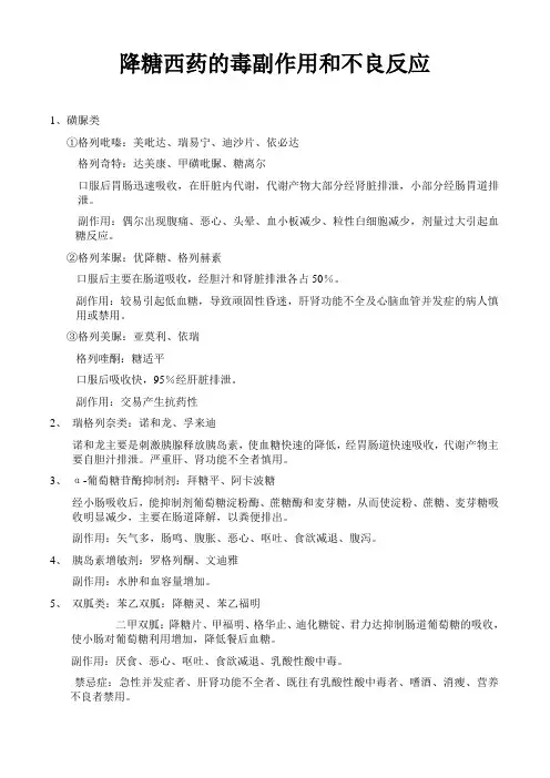 降糖西药的毒副作用和不良反应