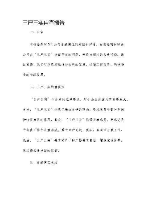 三严三实自查报告
