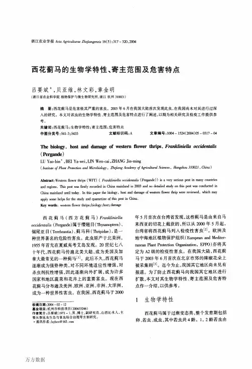 西花蓟马的生物学特性、寄主范围及危害特点