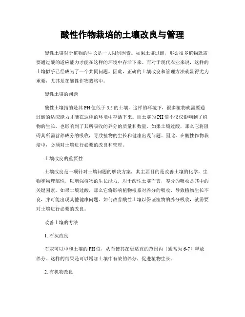 酸性作物栽培的土壤改良与管理