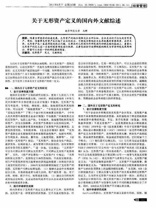 关于无形资产定义的国内外文献综述