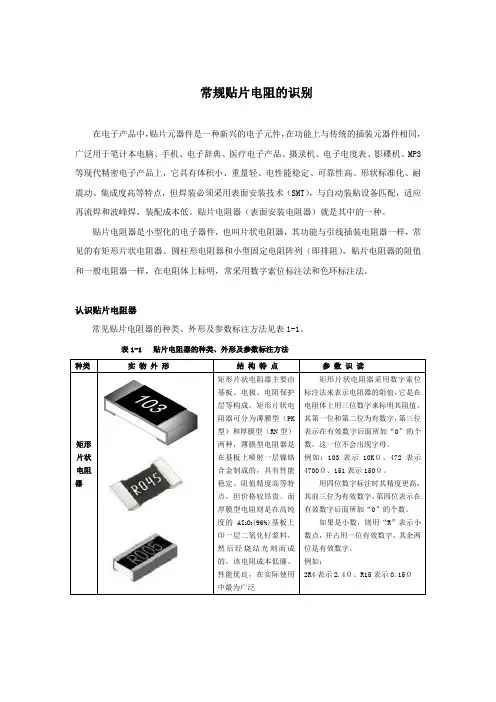 常规贴片电阻的识别