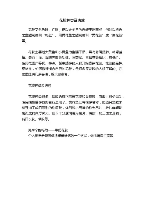 花胶种类及功效