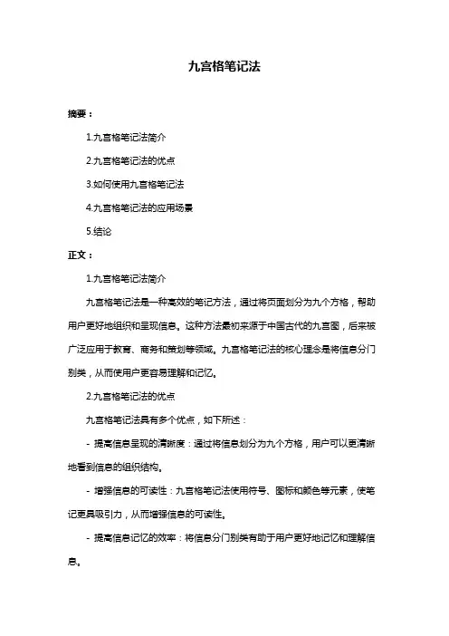 九宫格笔记法