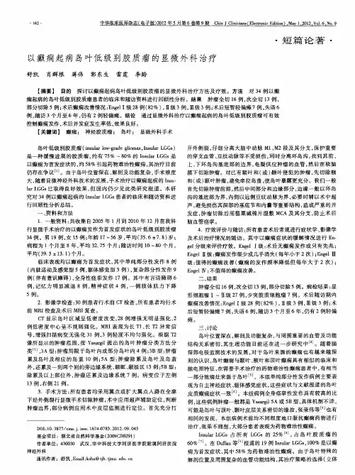 以癫痫起病岛叶低级别胶质瘤的显微外科治疗