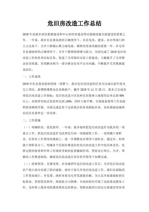 最新-危旧房改造工作总结 精品