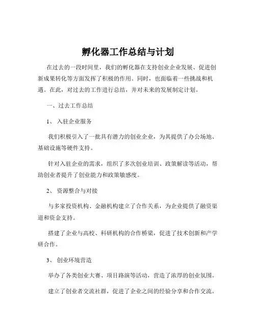 孵化器工作总结与计划