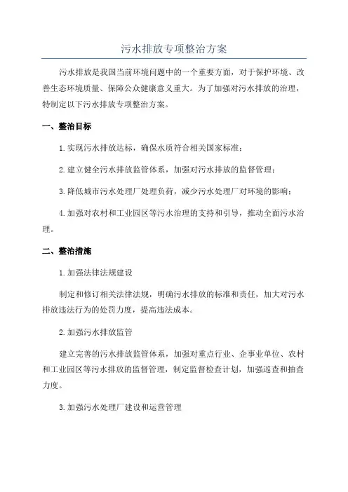 污水排放专项整治方案